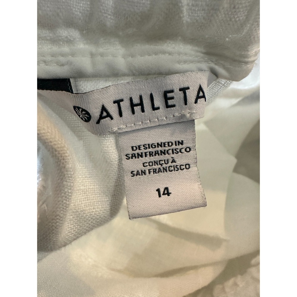 Athleta Cabo Linen Jogger Pants White Drawstring Zippered Pockets Womens Size 14 - Picture 5 of 10